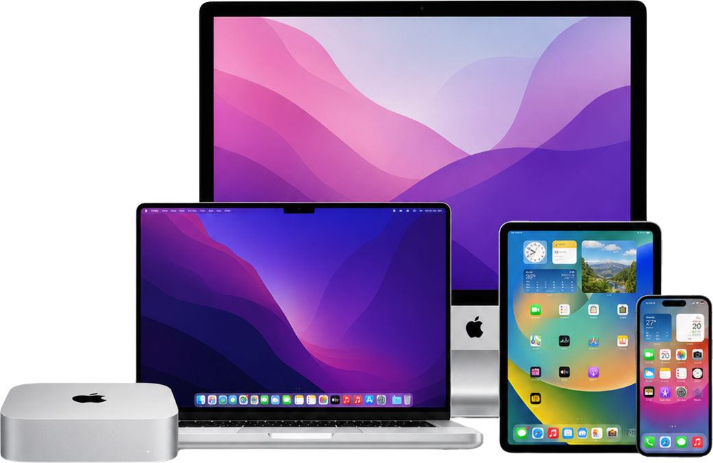 MacBook, iMac, Mac mini, iPad dan iPhone